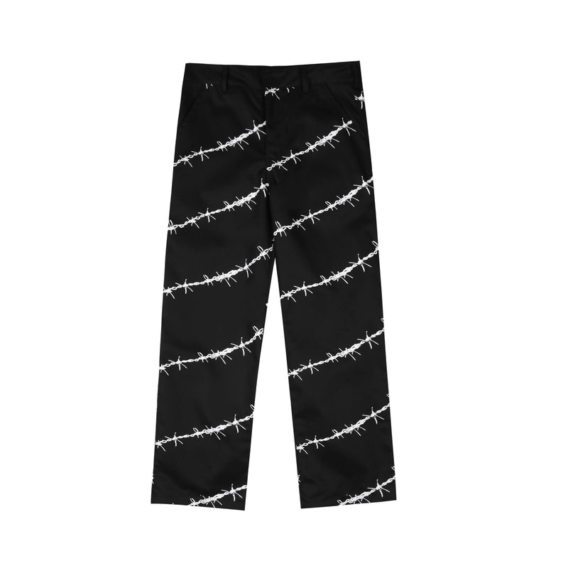 Barbed Wire Long Pants (White on Black)