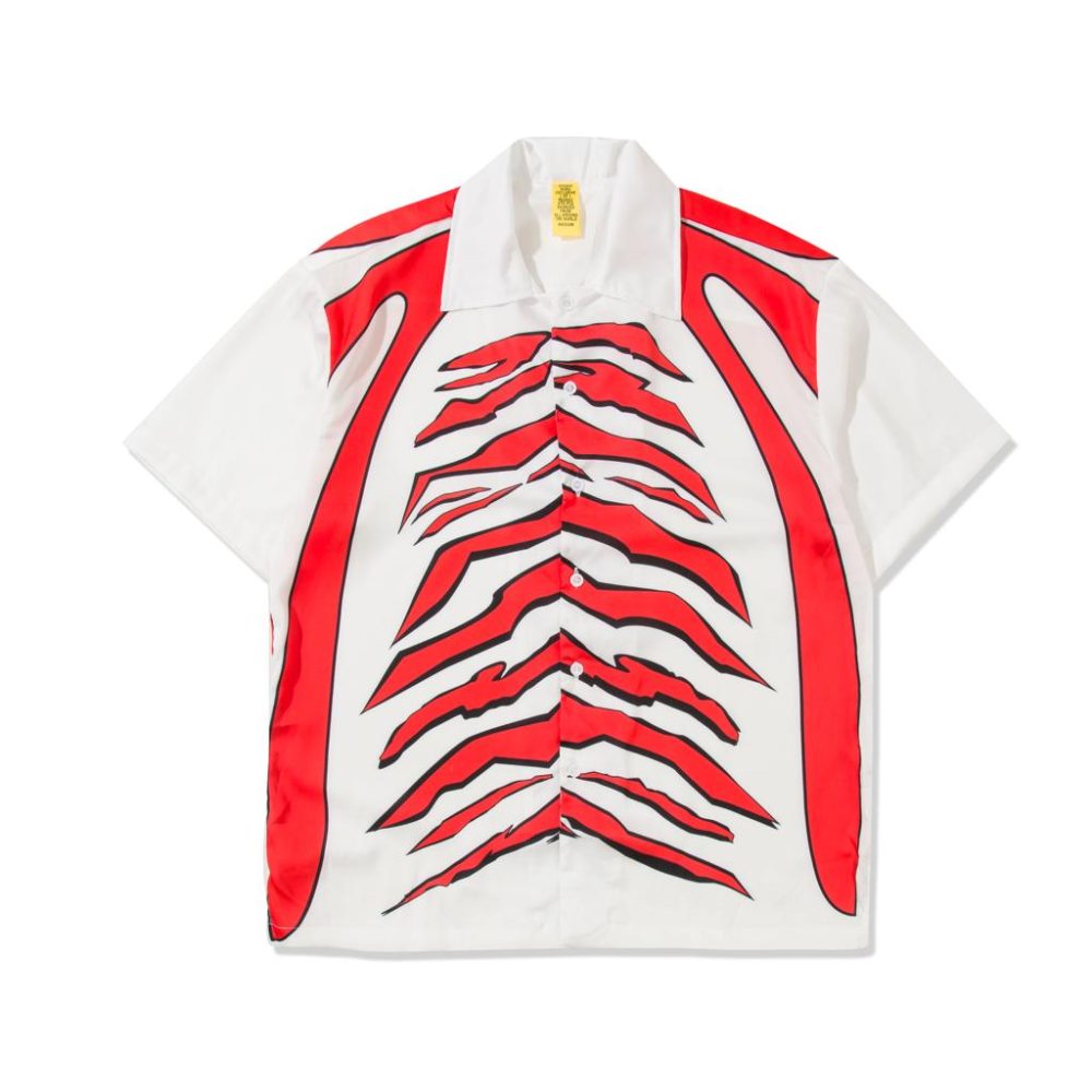 Zebra Stripes Short Sleeve Shirt Red and White